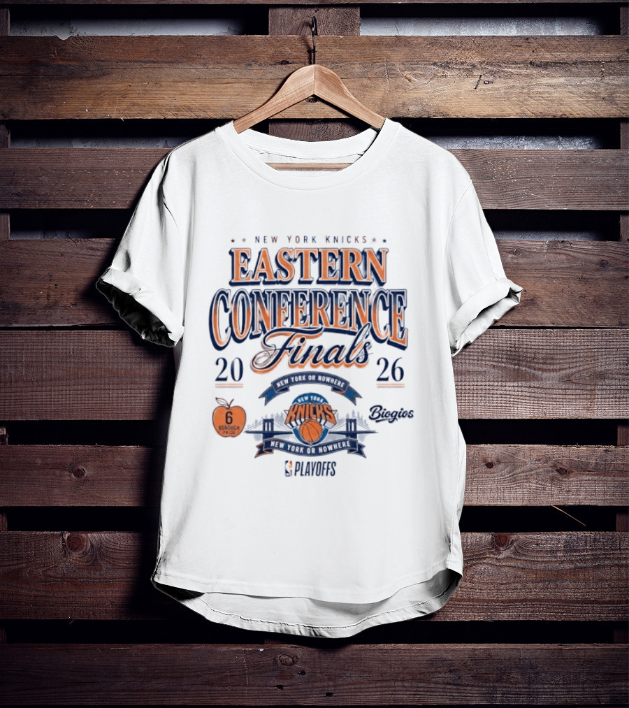 New York Knicks 2026 Eastern Conference Finals Champs Nowhere Borough 6 Playoffs Basketball Fan T-Shirt
