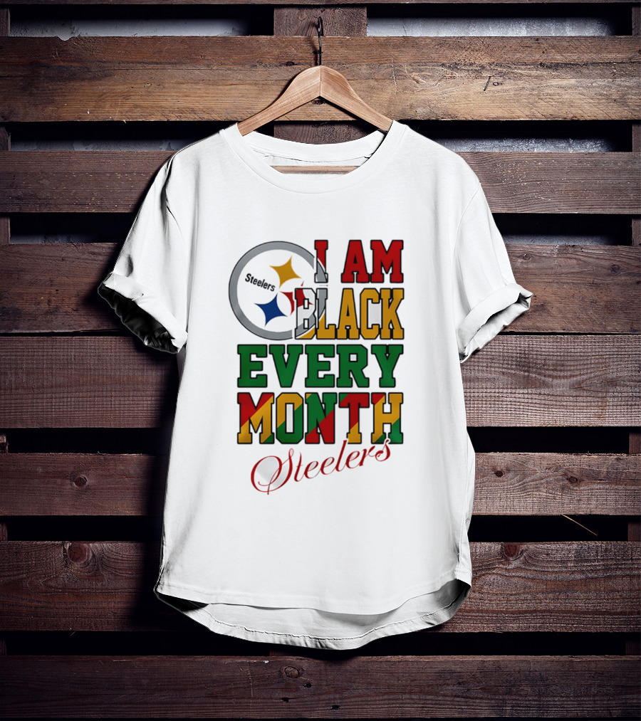 I Am Black Every Month Steelers Juneteenth T-Shirt