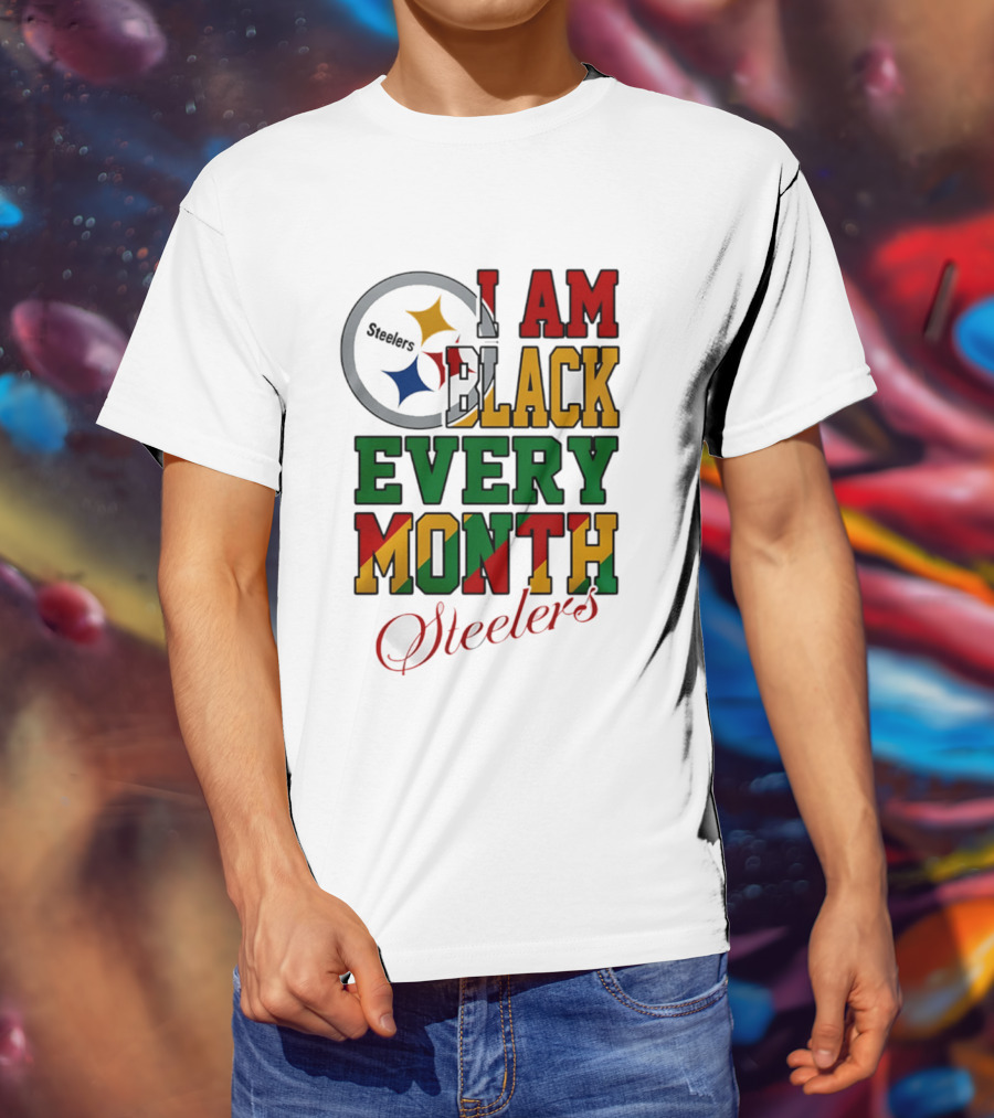I Am Black Every Month Steelers Juneteenth T-Shirt