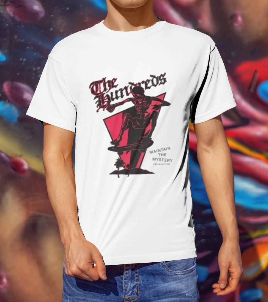 The Hundreds Skeleton Skateboard Maintain The Mystery Skull Mountain 2023 T-Shirt