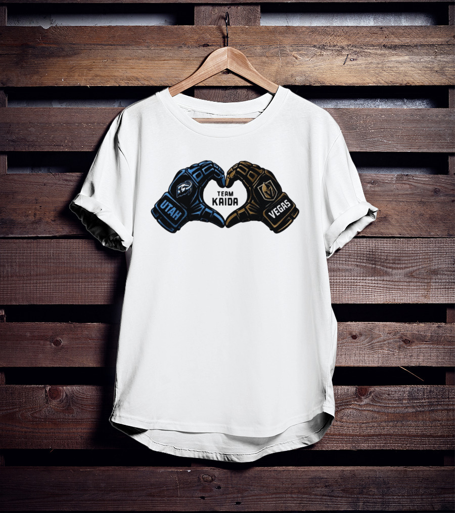 Utah Mammoth Vegas Golden Knights Team Kaida Heart Hands T-Shirt
