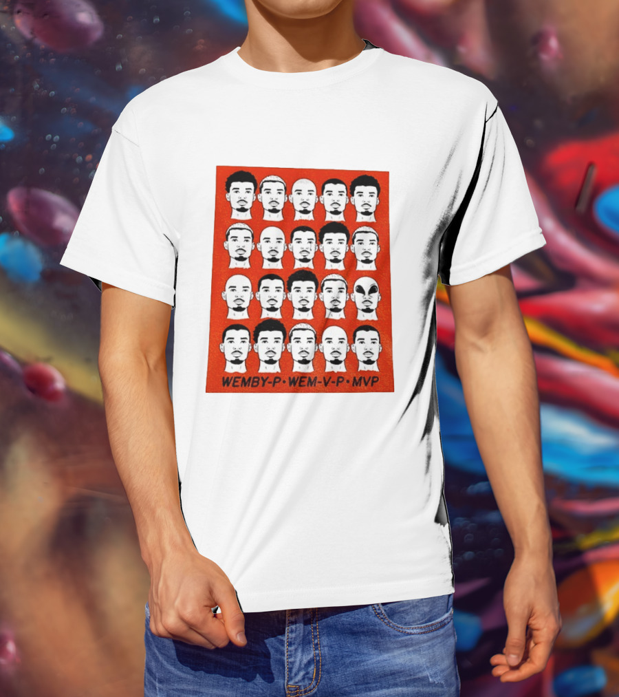 Victor Wembanyama Wemby P Wem V P MVP San Antonio Spurs Basketball Faces T-Shirt