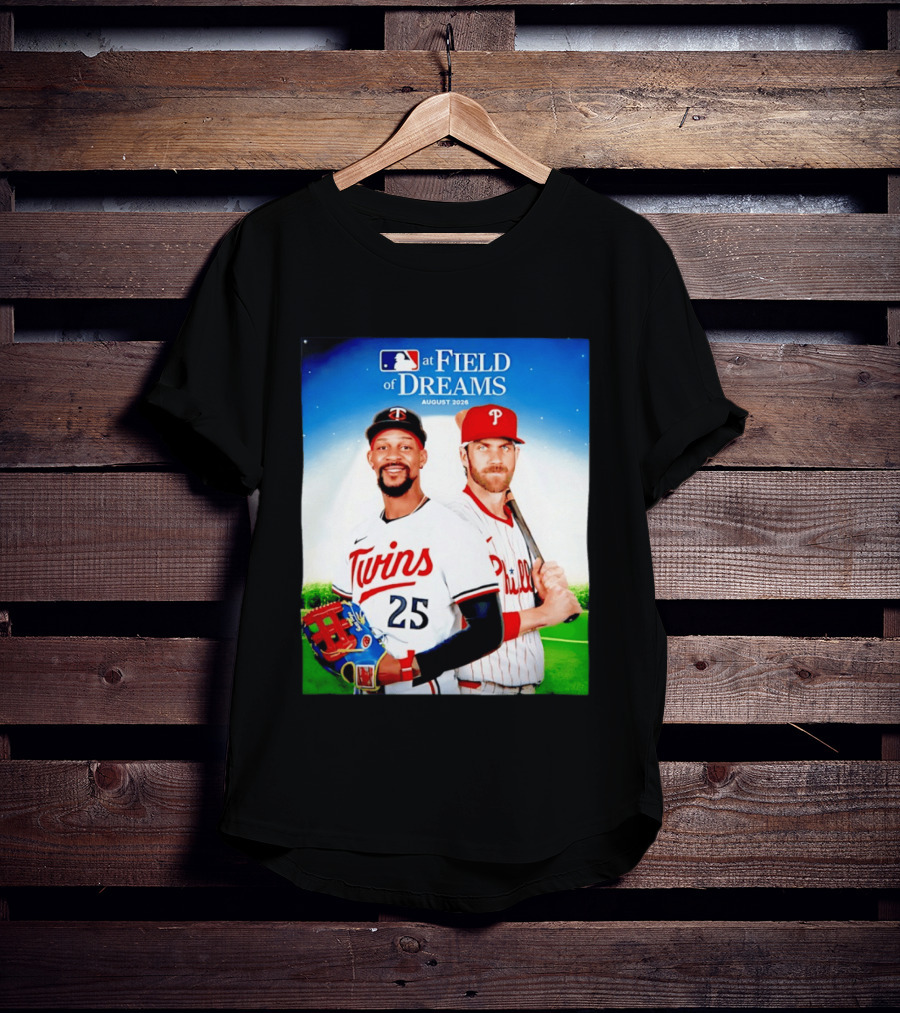 Twins Buxton Vs Phillies Harper MLB At Field Of Dreams August 2026 T-Shirt