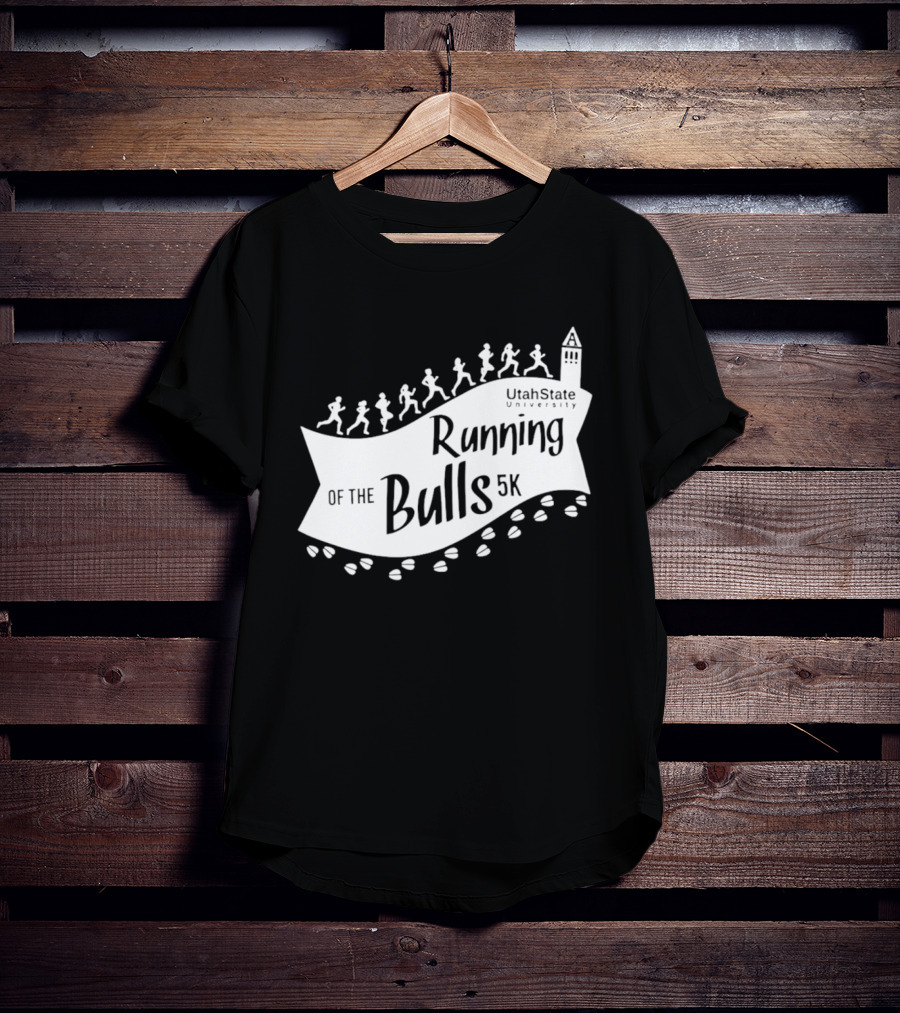 Utah State Running Of The Bulls 5K Event With Runners And Tower T-Shirt