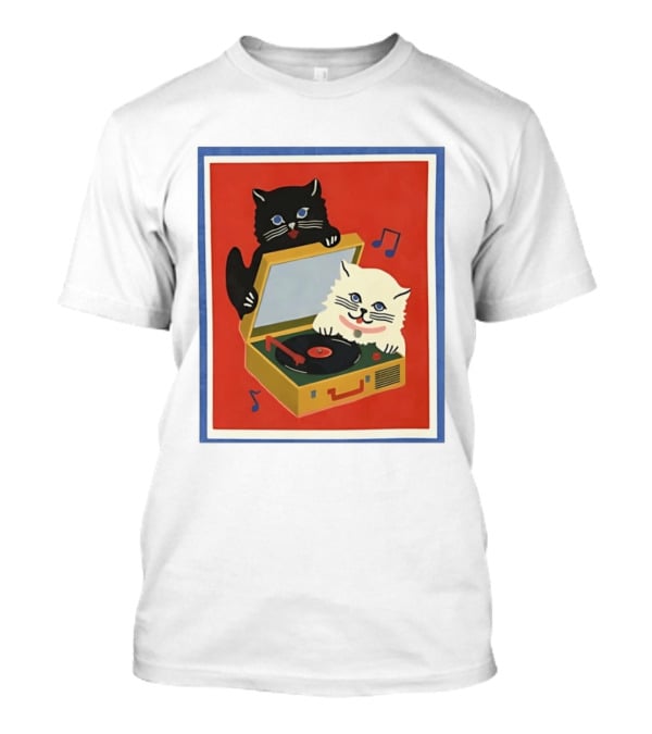 Alley Cats With Record Player And Musical Notes T-Shirt