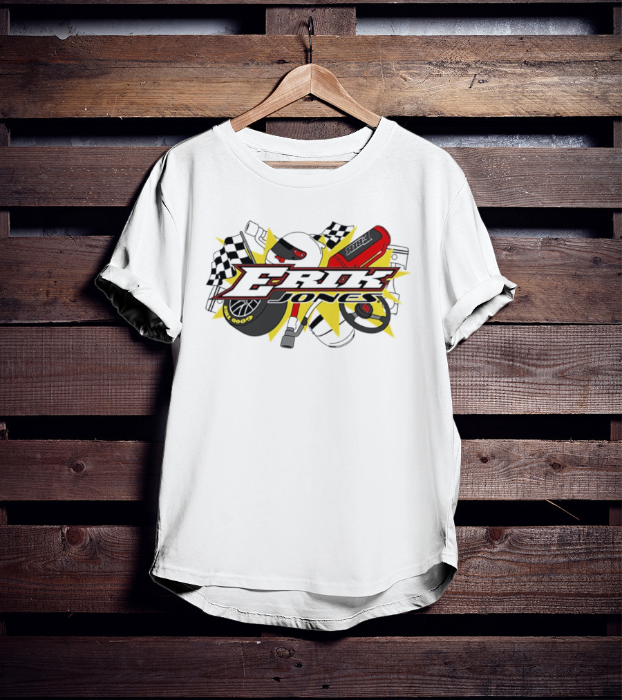 Erik Jones NASCAR Goodyear Racing EROK Motorsports Flags Tire Helmet Steering Wheel T-Shirt