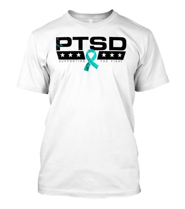 PTSD Supporting The Fight Teal Ribbon Stars T-Shirt