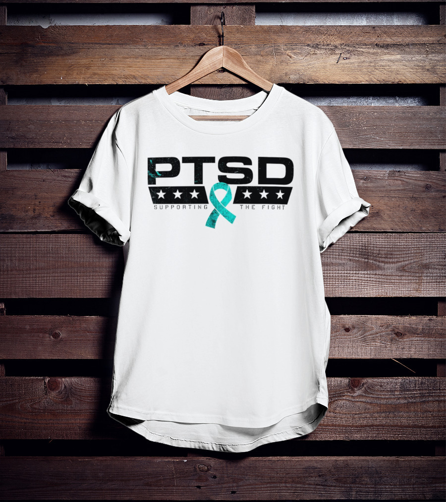 PTSD Supporting The Fight Teal Ribbon Stars T-Shirt