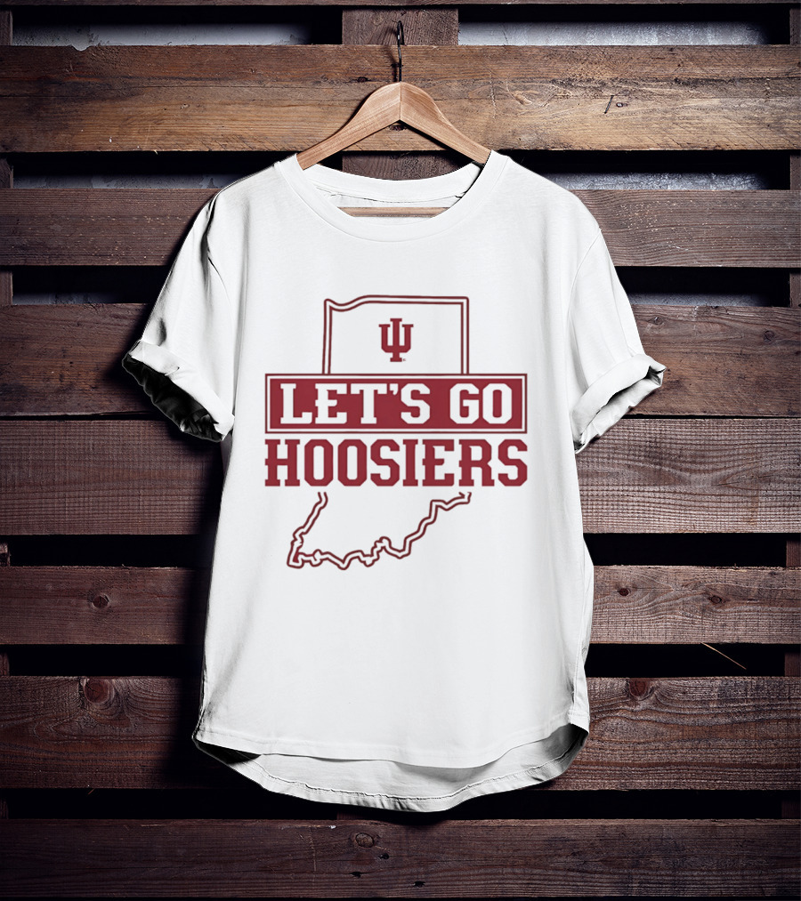 Indiana Let's Go Hoosiers IU State Map T-Shirt