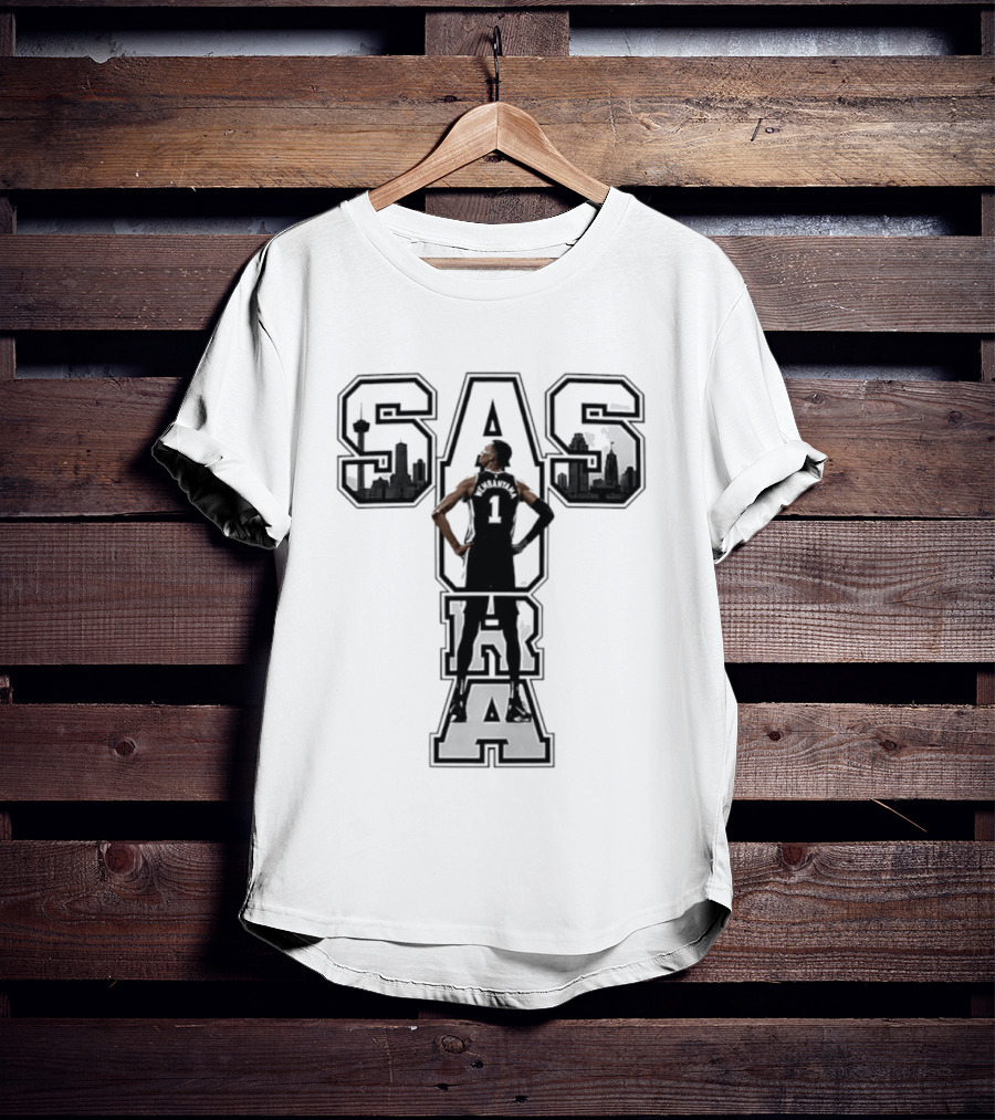 San Antonio SAS Aura Victor Wembanyama Basketball Skyline T-Shirt