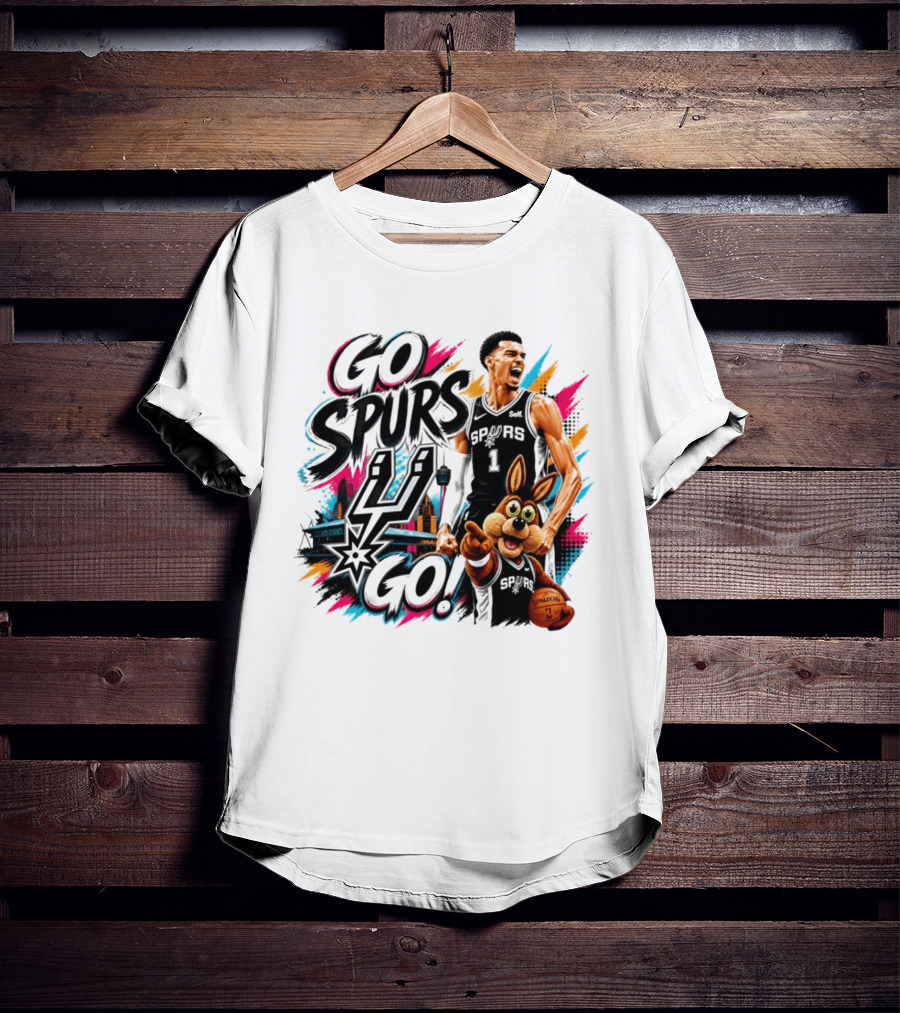 Go Spurs Go San Antonio Spurs Victor Wembanyama City Skyline T-Shirt