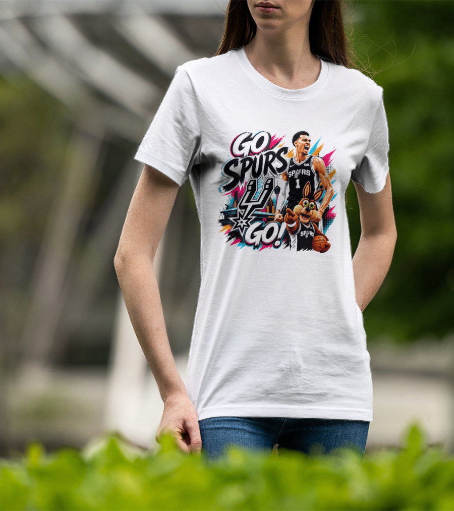 Go Spurs Go San Antonio Spurs Victor Wembanyama City Skyline T-Shirt