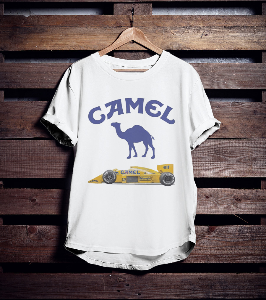 Camel F1 Racing Car With Camel Logo And Elf Branding T-Shirt