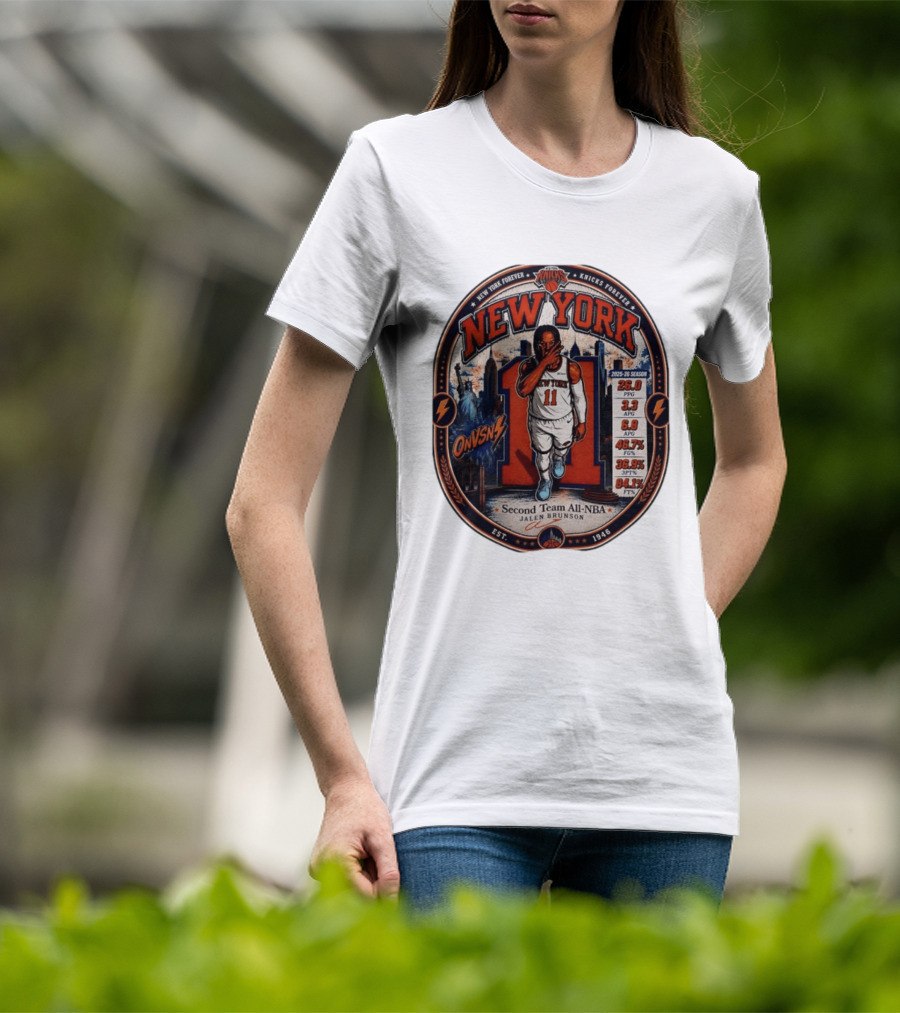 New York Knicks Jalen Brunson Second Team All NBA 2025 26 Season Stats T-Shirt