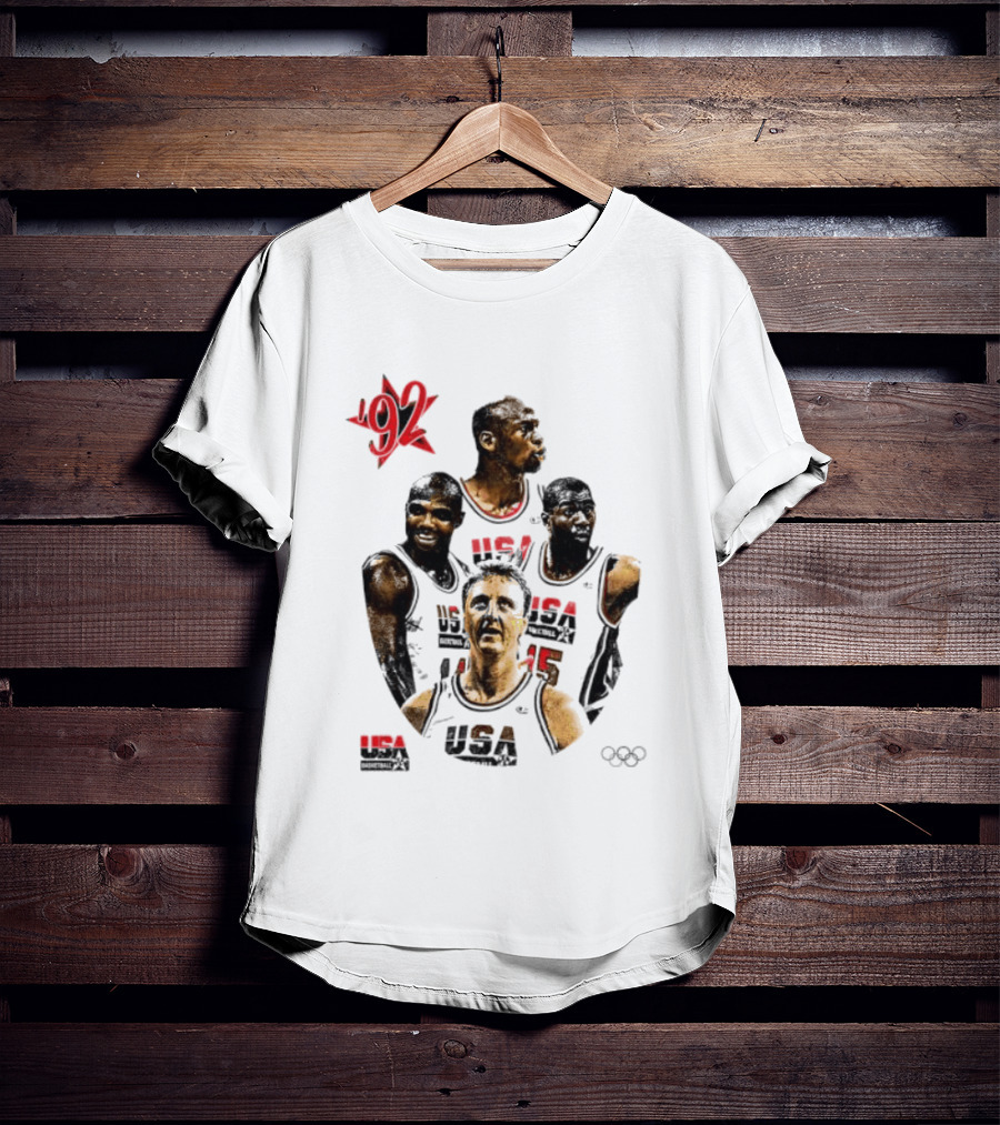 Jordan Charles Barkley Magic Johnson Larry Bird 1992 USA Basketball Dream Team T-Shirt