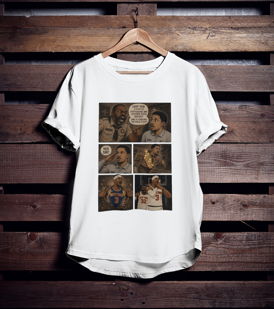 New York Knicks Josh Hart Light Skin Activate Badges Basketball Comic T-Shirt