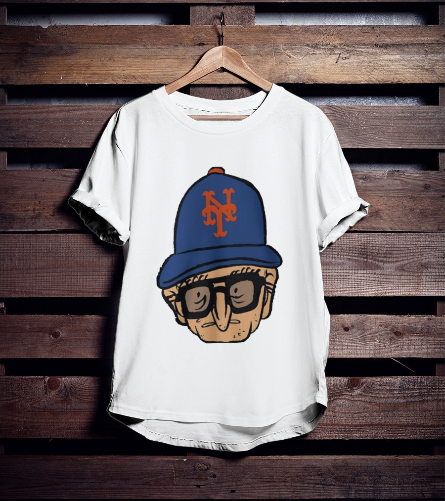 Old Jewish Men Big Head Caricature Mets Cap T-Shirt