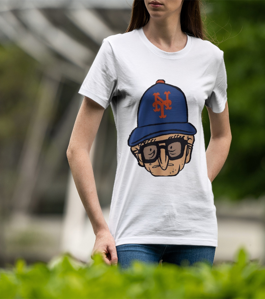 Old Jewish Men Big Head Caricature Mets Cap T-Shirt