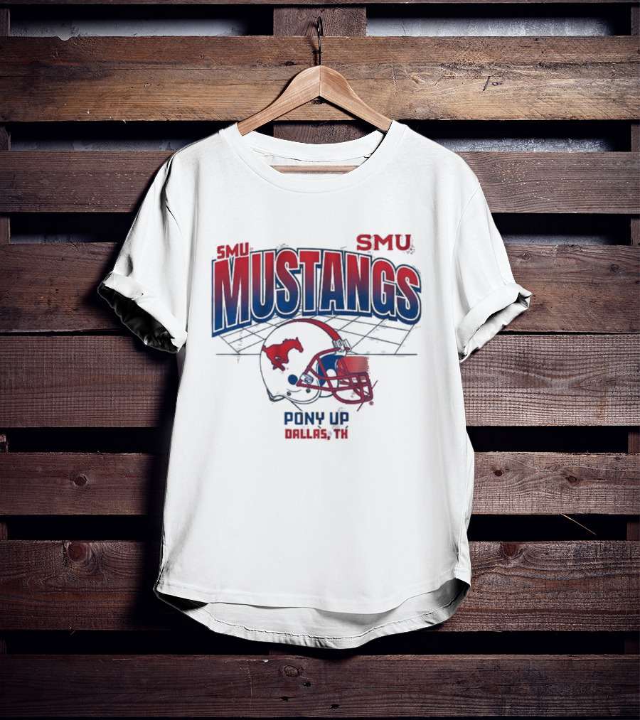 SMU Mustangs Pony Up Dallas Texas Football Helmet T-Shirt
