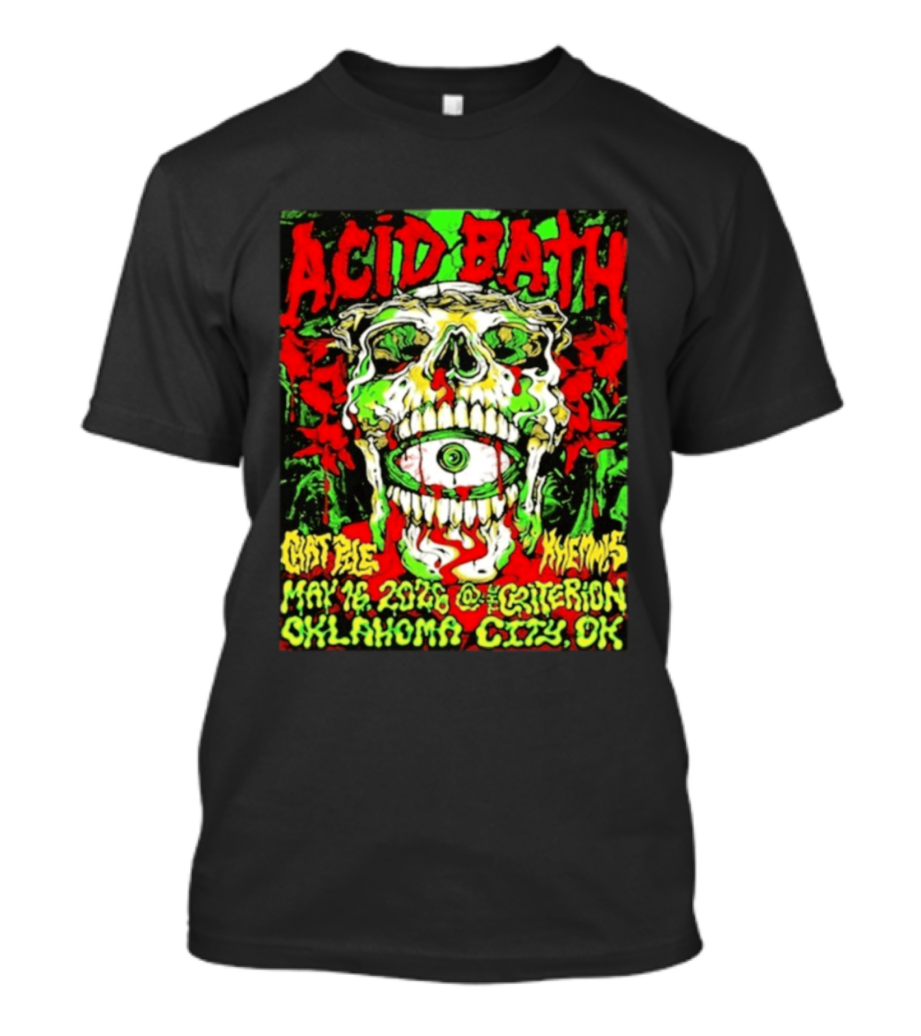 Acid Bath May 16 2026 Oklahoma City OK The Criterion Skeleton Eye T-Shirt