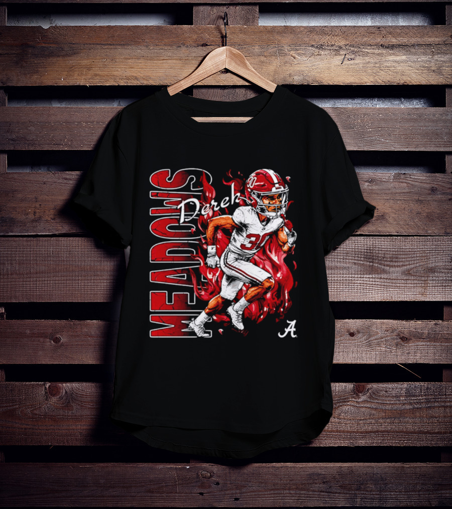 Derek Meadows Alabama Football NCAA Caricature Crimson Tide Player No. 30 T-Shirt
