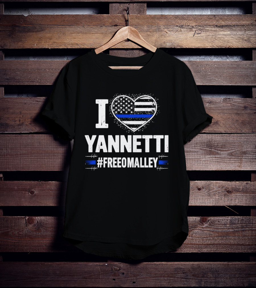 I Love Yannetti American Flag Blue Stripe Hashtag Free O'Malley T-Shirt