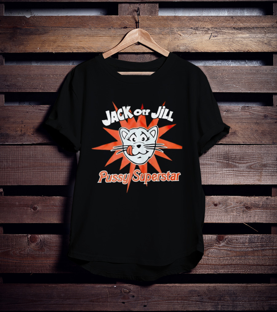 Jack Off Jill Pussy Superstar Retro Cat Face Sunburst T-Shirt