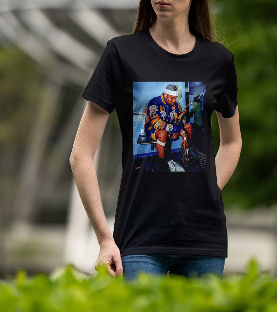 OKC Thunder Shai Gilgeous Alexander Back 2 Back MVP 2026 Locker Room Photo T-Shirt