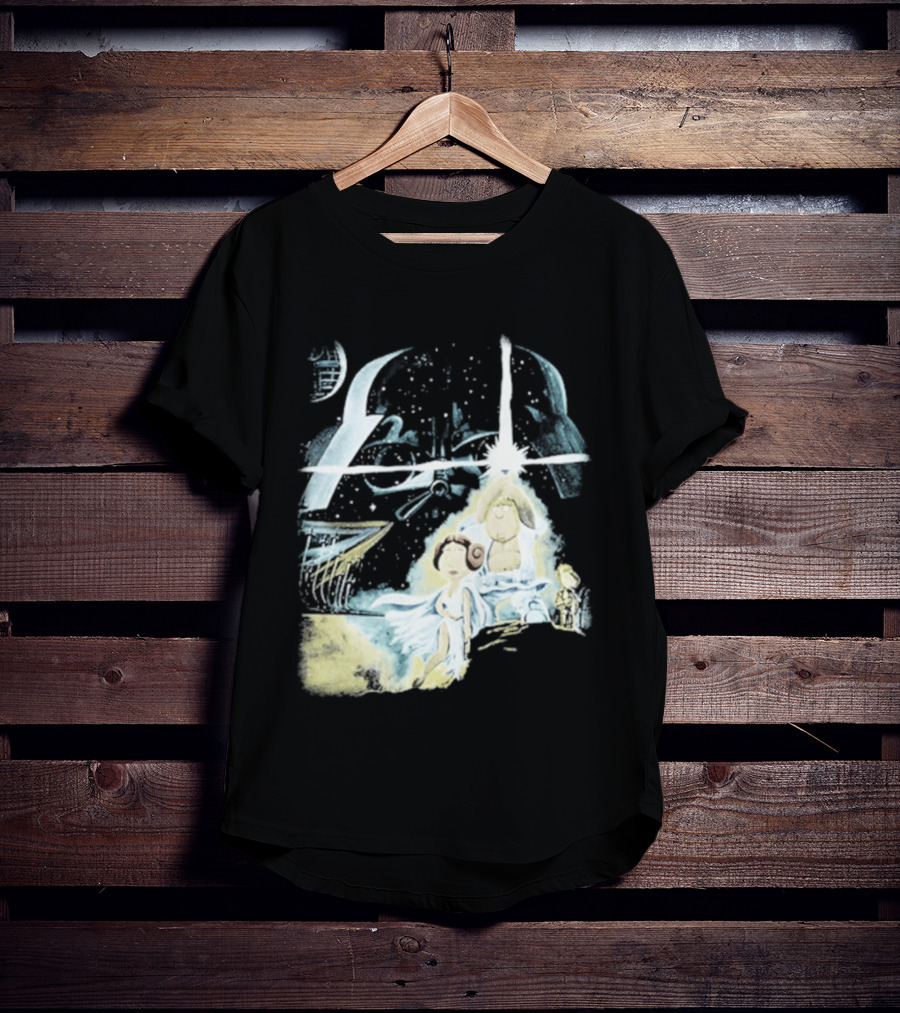 Star Wars Family Guy Princess Leia Lightsaber Spaceship Moon T-Shirt