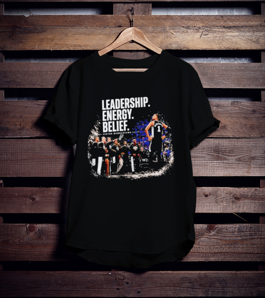 Leadership Energy Belief Victor Wembanyama Basketball Team Triumph T-Shirt