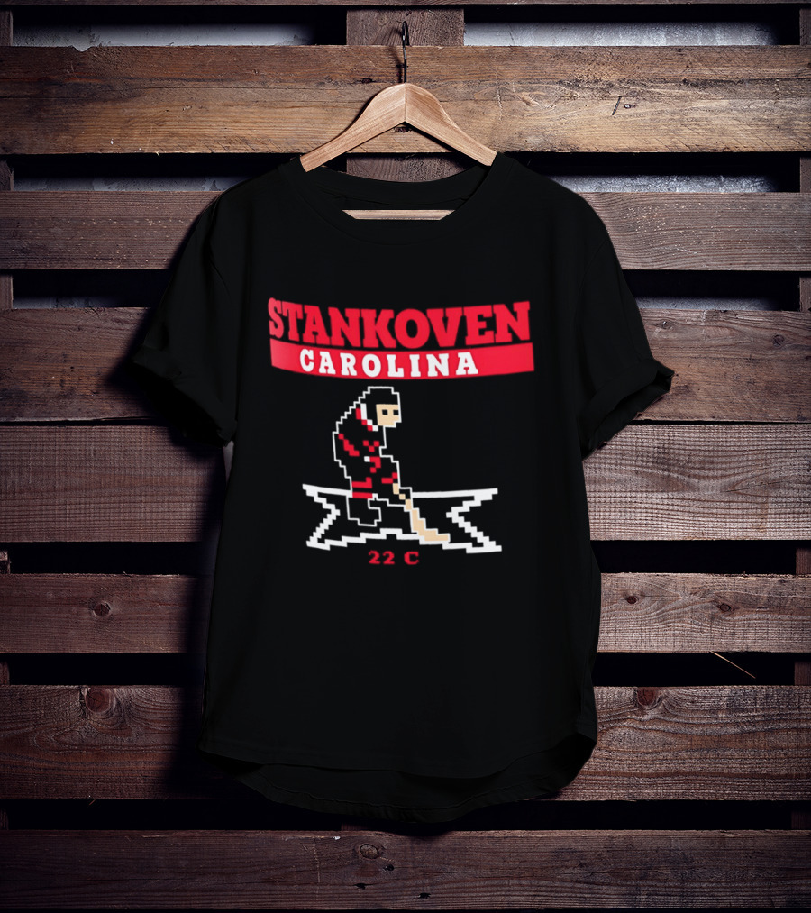 Logan Stankoven Carolina Hurricanes 22C Pixel Hockey T-Shirt