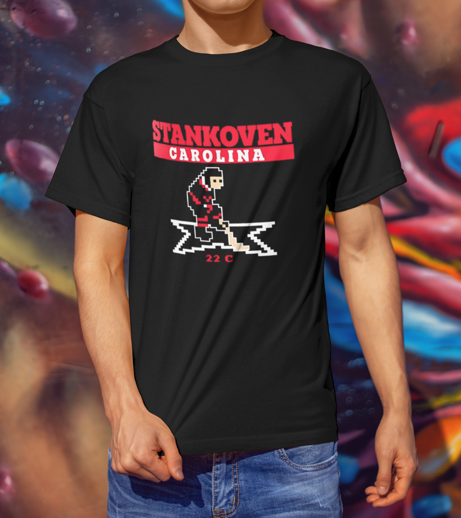Logan Stankoven Carolina Hurricanes 22C Pixel Hockey T-Shirt