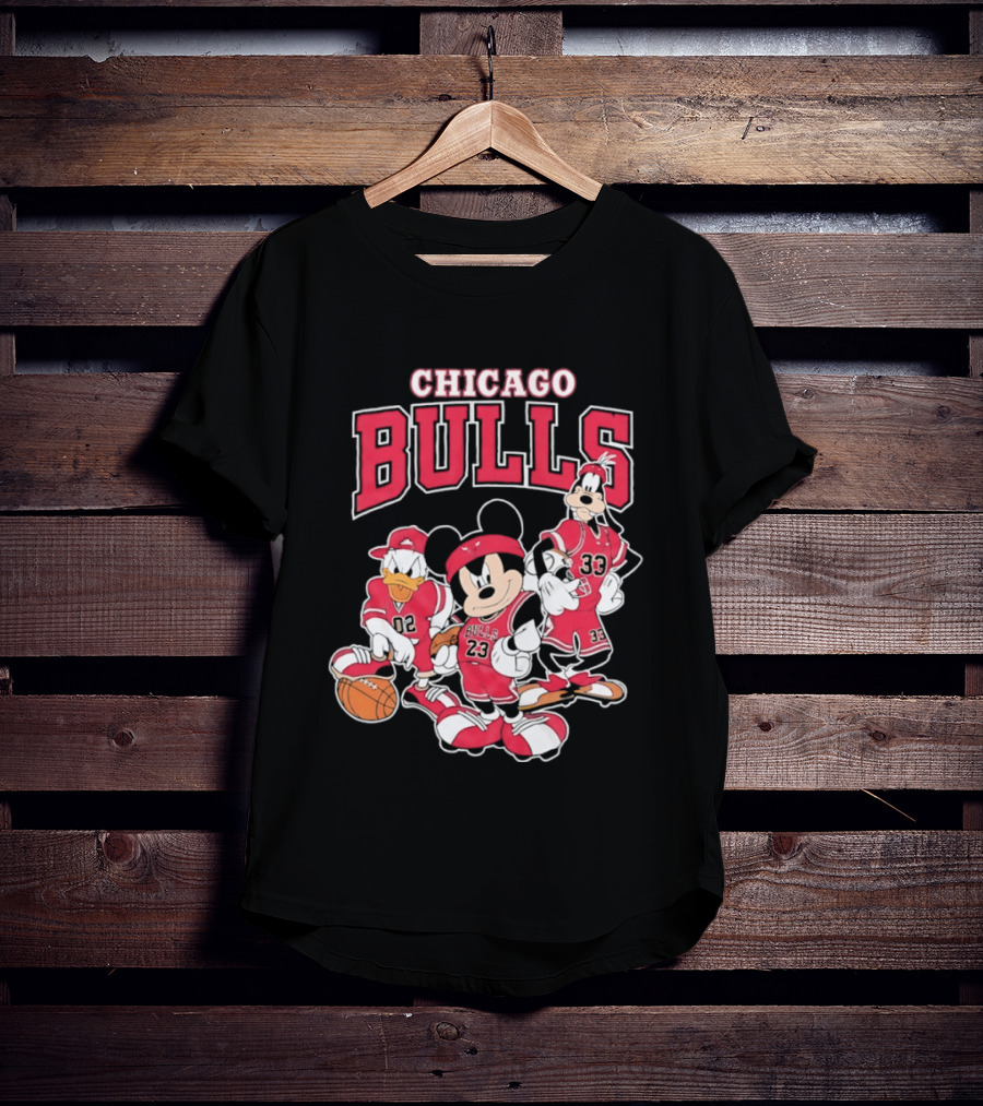 Mickey Mouse Donald Duck Goofy Chicago Bulls Jerseys Basketball T-Shirt