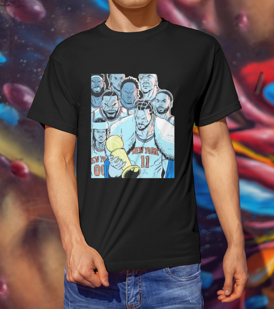 New York Knicks 2026 Invincible Indefensible Trophy Comic Style Basketball Team T-Shirt