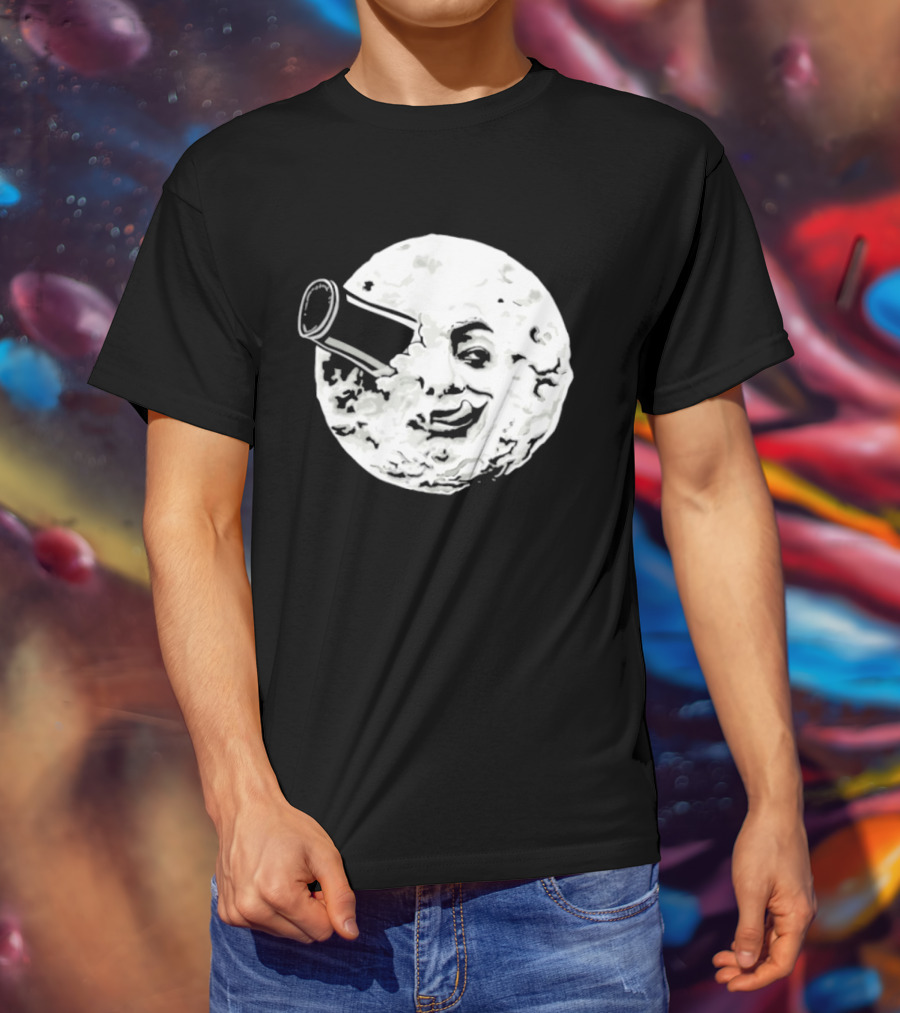 A Creamy Trip To The Moon Face Icon Rocket Classic Vintage Movie Scene T-Shirt