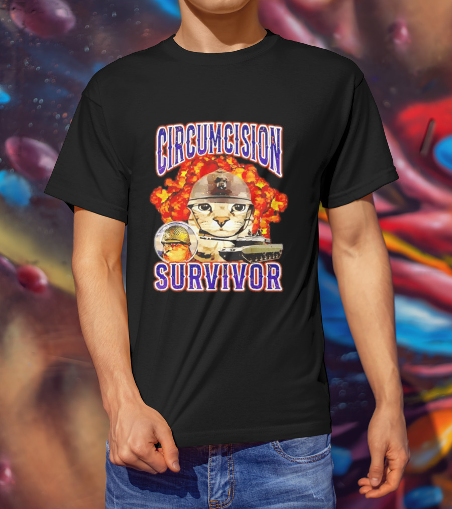 Circumcision Survivor Cat Explosion Tank Helmet T-Shirt