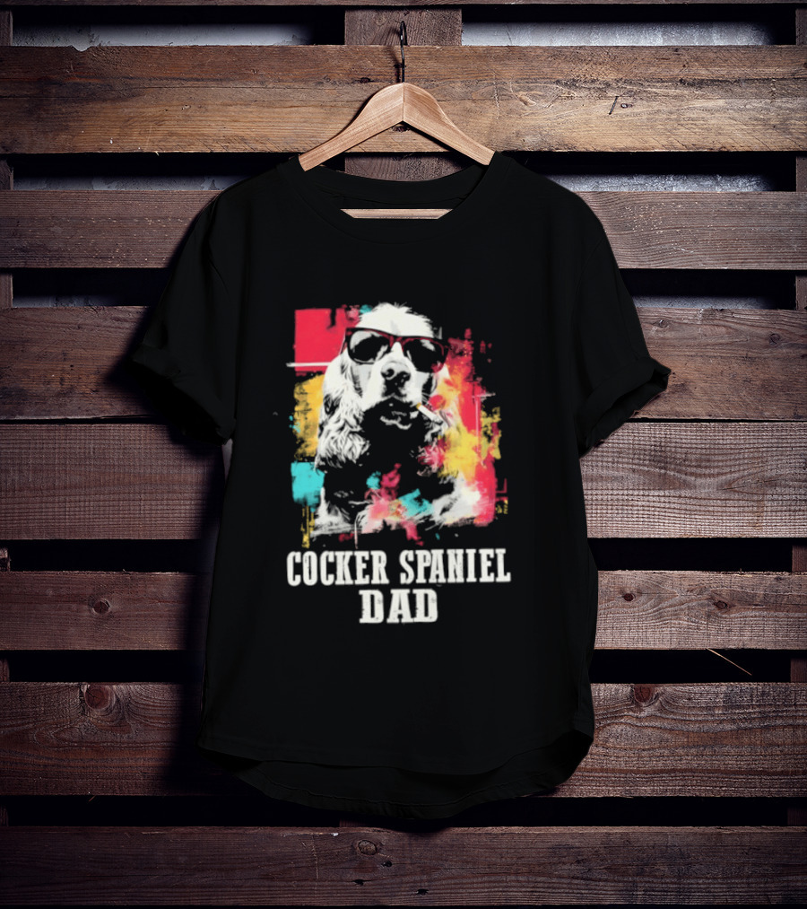 Cocker Spaniel Dad Colorful Sunglasses Father's Day 2026 T-Shirt