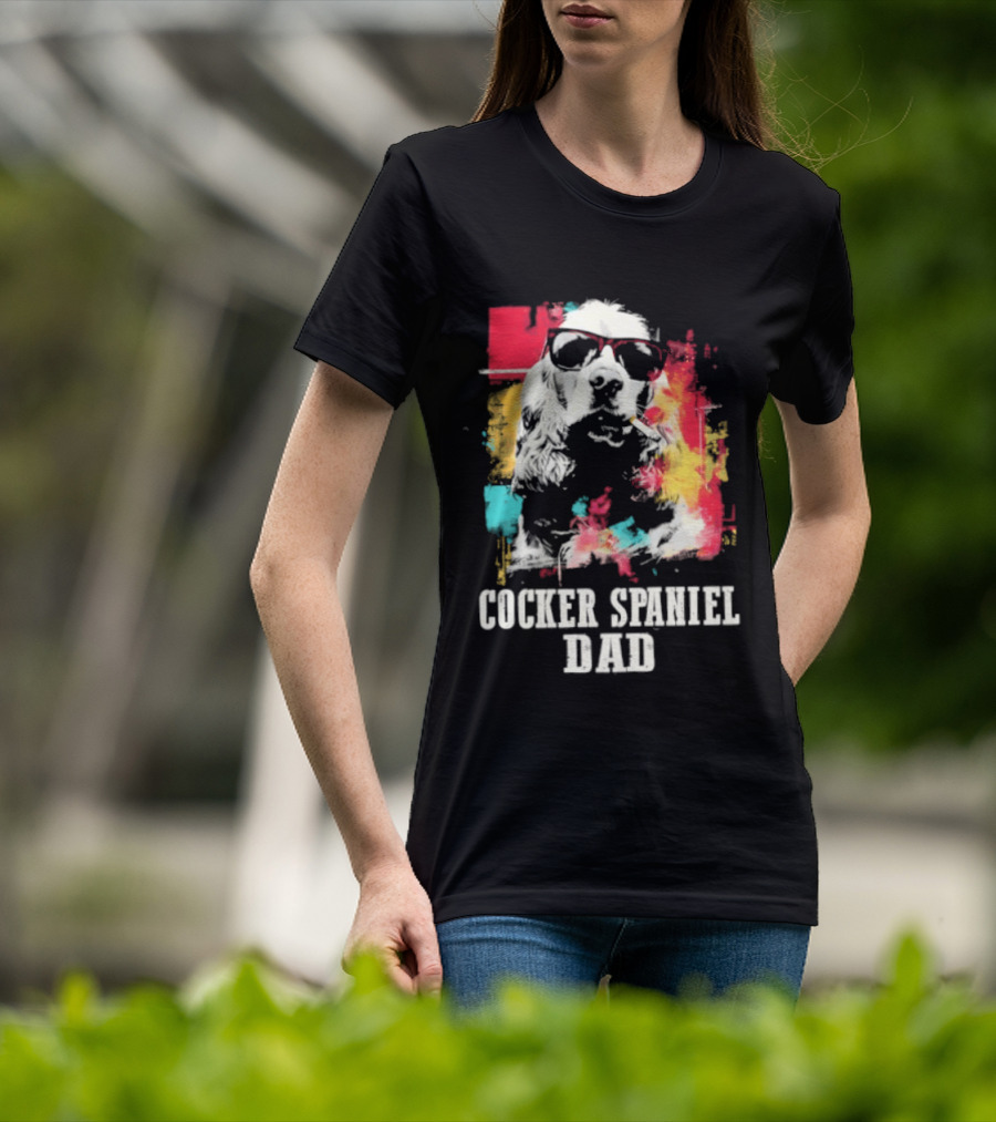 Cocker Spaniel Dad Colorful Sunglasses Father's Day 2026 T-Shirt