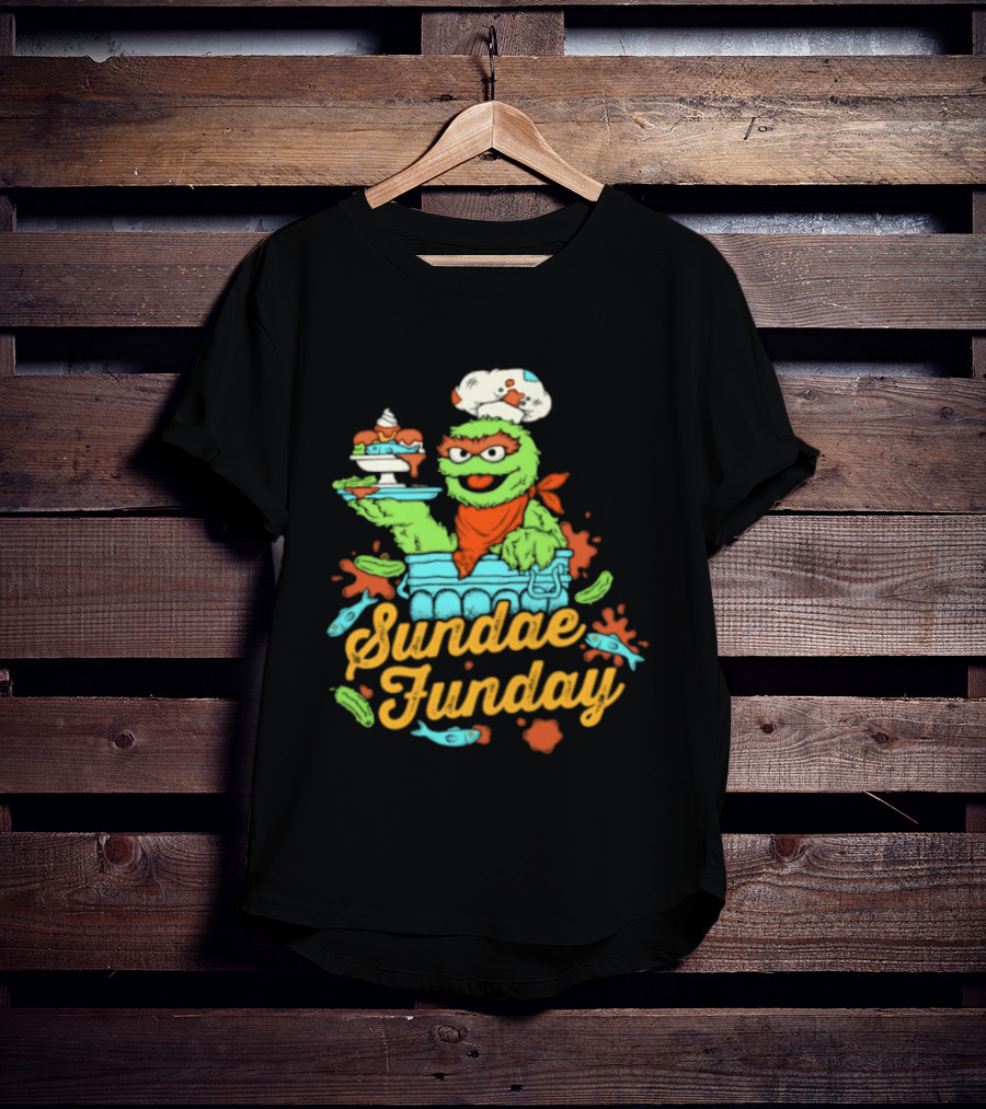 Oscar The Grouch Sundae Funday Chef Hat Dessert Landfill T-Shirt