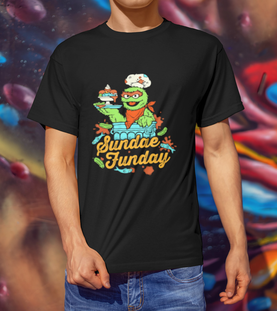 Oscar The Grouch Sundae Funday Chef Hat Dessert Landfill T-Shirt