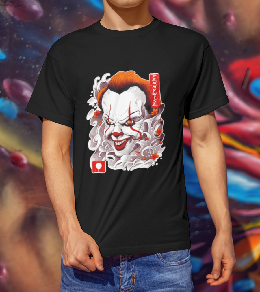 Pennywise Creepy Clown Big Head Horror It Movie Iconic Scary Face Balloon T-Shirt
