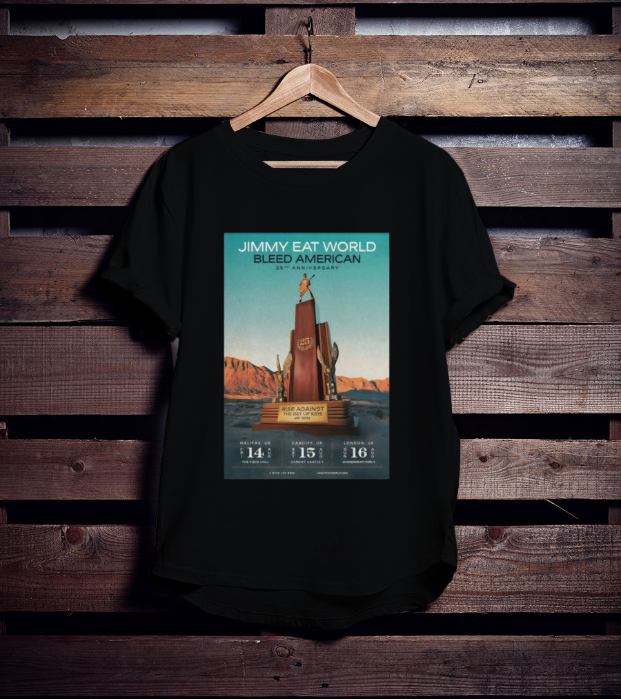 Jimmy Eat World Bleed American 25th Anniversary Aug 14 2026 The Piece Hall Halifax UK With Rise Against The Get Up Kids T-Shirt
