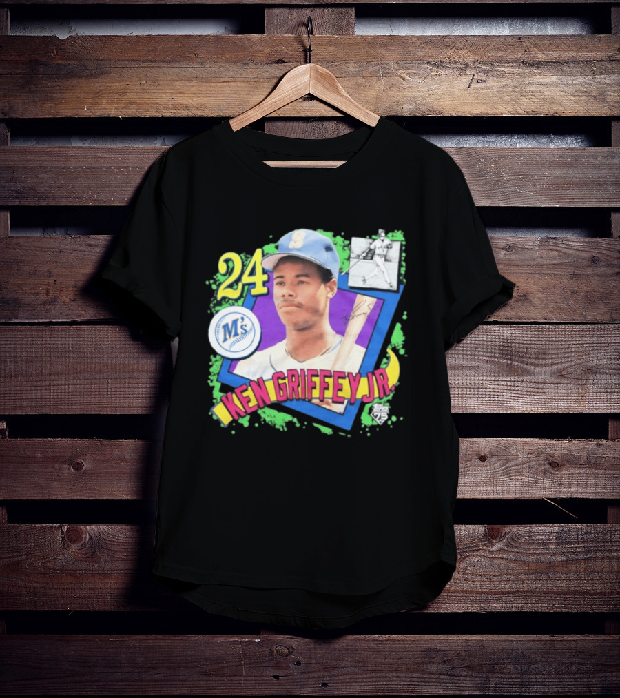 Ken Griffey Jr 24 Seattle Mariners Baseball Card Retro Topps 75 M's T-Shirt