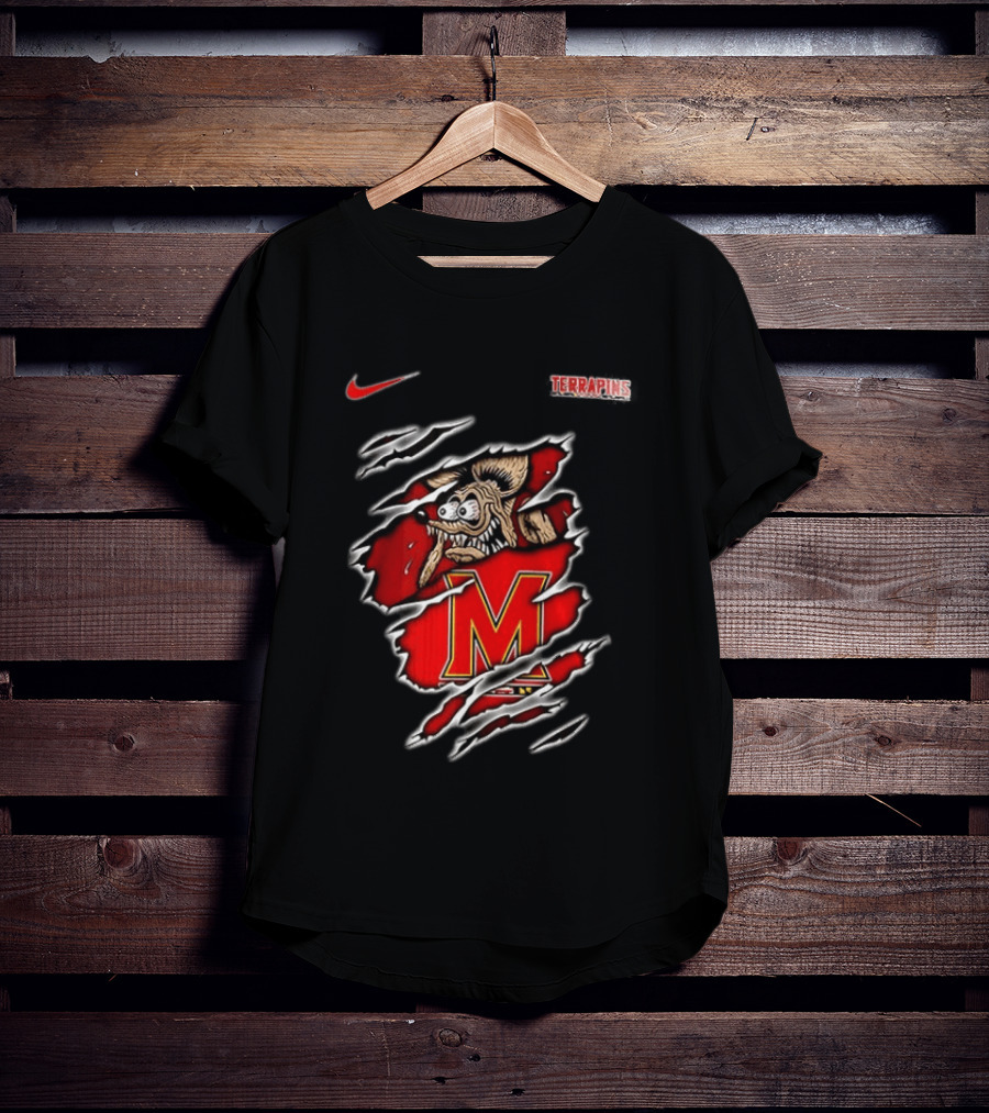 Maryland Terrapins NCAA Rat Fink Built To Not Bow Nike Terrapins Rugged Ripped T-Shirt