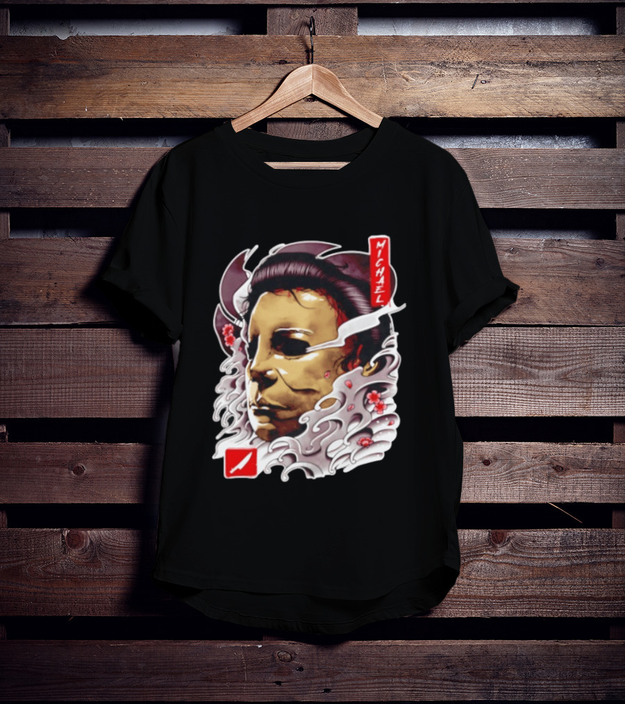 Michael Myers Mask Horror Big Head Art With Red Details T-Shirt