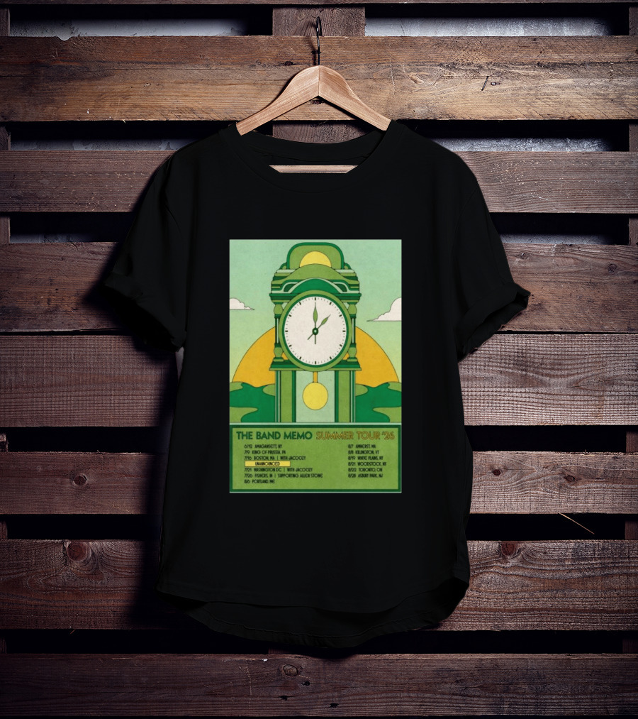 The Band Memo Summer Tour 2026 Amagansett King Of Prussia Boston Washington Missoula Portland Amherst Killington Woodstock Toronto Asbury Park T-Shirt