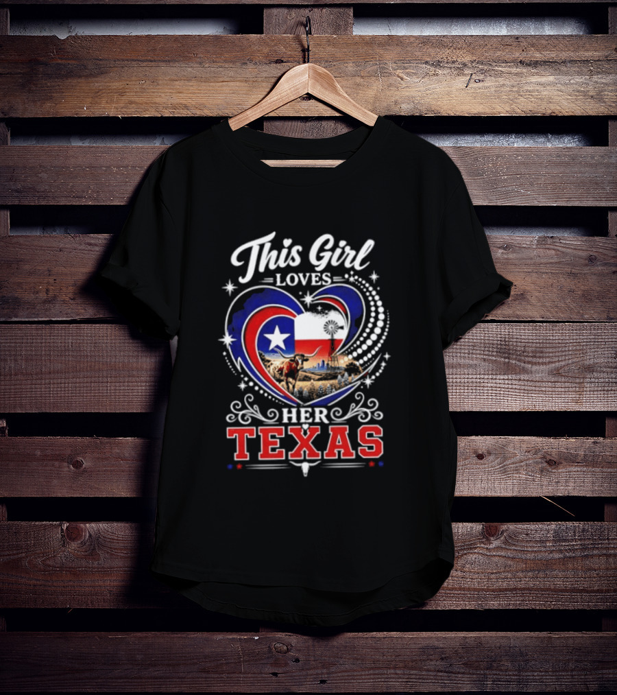 This Girl Loves Her Texas Star Heart Map T-Shirt