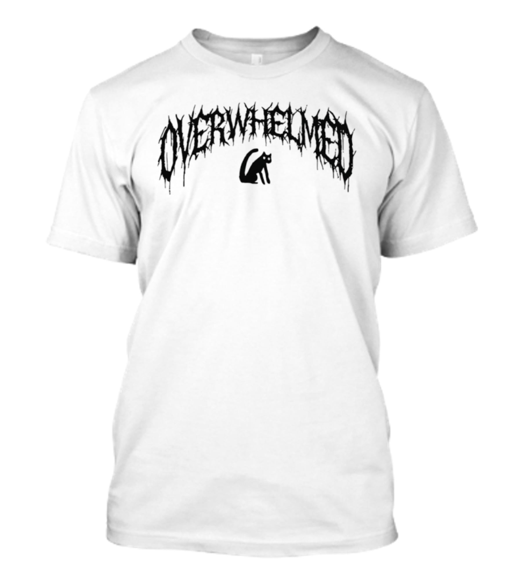 OVERWHELMED Black Cat T-Shirt