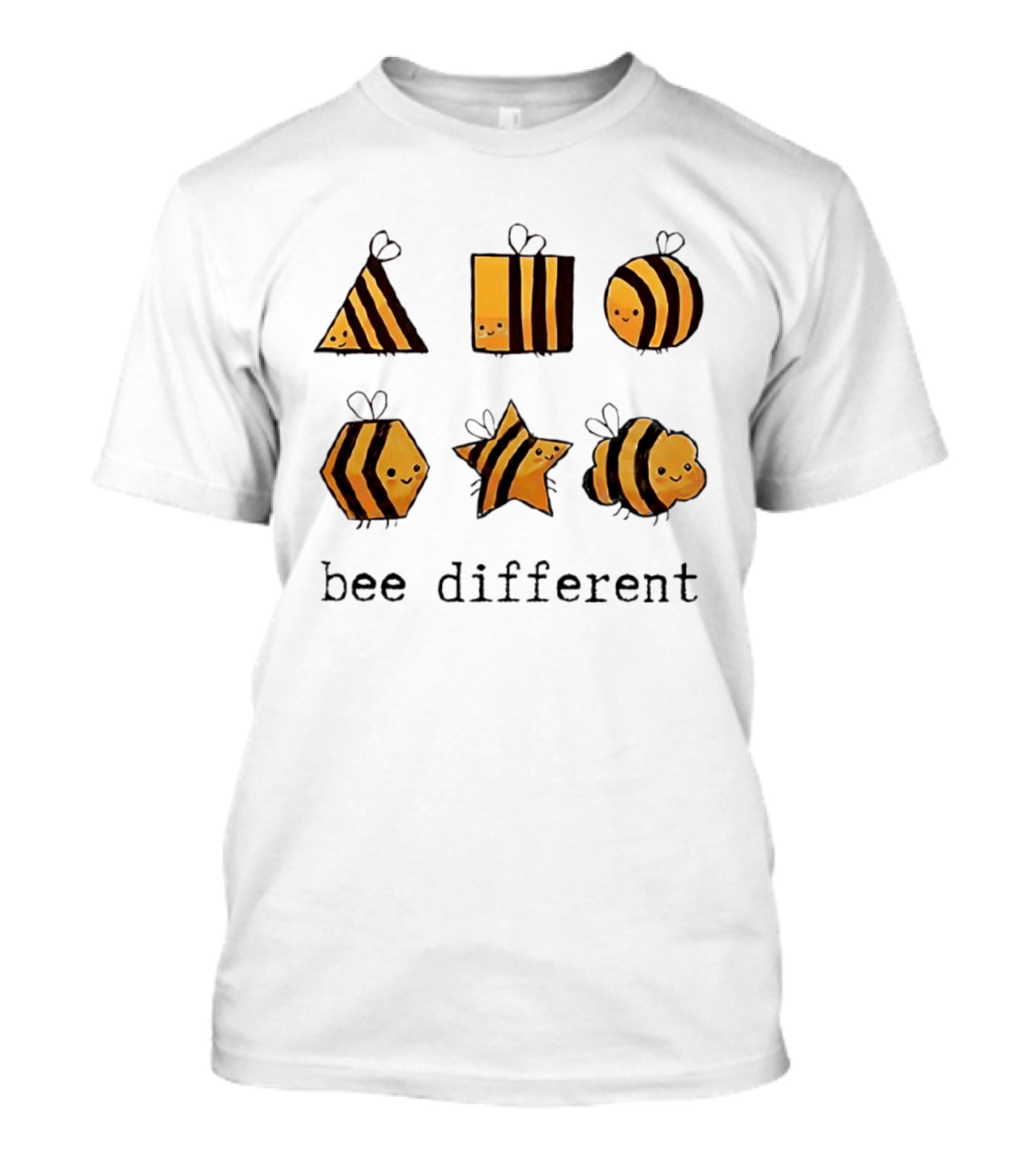Bee Different Cartoon Bees Triangle Square Star Shapes T-Shirt