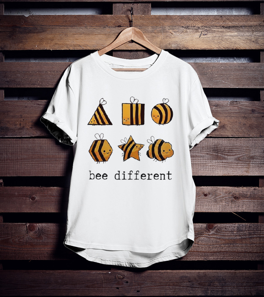 Bee Different Cartoon Bees Triangle Square Star Shapes T-Shirt